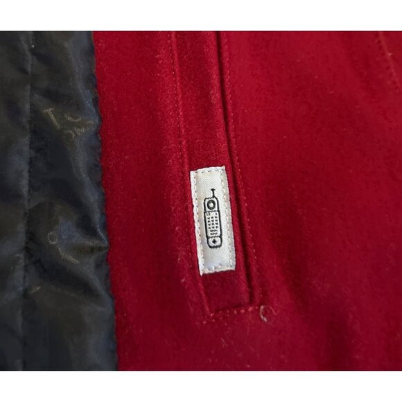 Tower By London Fog Coat Womens Lg Red Double Breasted Wool Blend Peacoat Lined - Picture 10 of 11